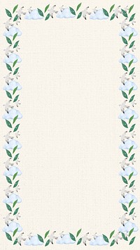 Leafy cloud frame mobile wallpaper, beige paper background