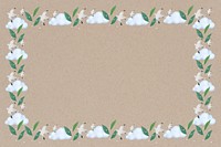 Leafy cloud frame background, brown paper design