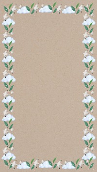 Leafy cloud frame mobile wallpaper, brown paper background