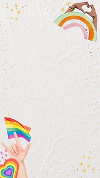 LGBTQ pride celebration phone wallpaper, off-white textured background