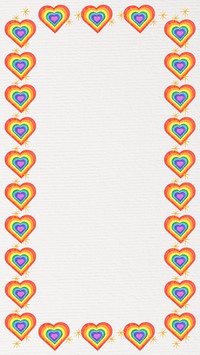 Rainbow heart frame mobile wallpaper, LGBTQ background