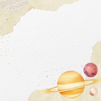 Aesthetic Saturn galaxy background, paper textured design