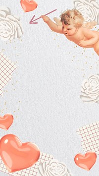 Cute Valentine's Day mobile wallpaper, floral border background