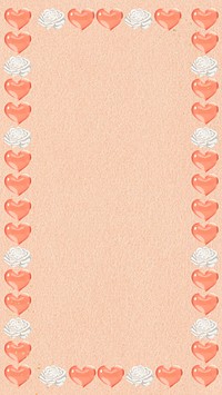 Cute heart frame phone wallpaper, Valentine's Day background