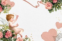 Valentine's cupid background, flower border