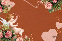 Valentine's cupid background, flower border