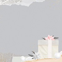 Aesthetic birthday present background, ripped paper border