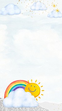 Cute sunny weather phone wallpaper, aesthetic paper collage