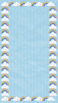 Cute rainbow frame iPhone wallpaper, weather collage