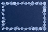 Winter snowflakes frame background, blue textured design