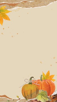 Aesthetic Autumn pumpkin iPhone wallpaper, seasonal collage background