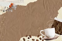 Morning coffee aesthetic background, brown paper collage