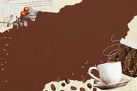 Morning coffee aesthetic background, brown paper collage