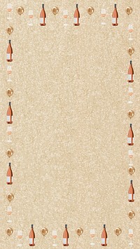 Champagne patterned frame phone wallpaper, paper textured background