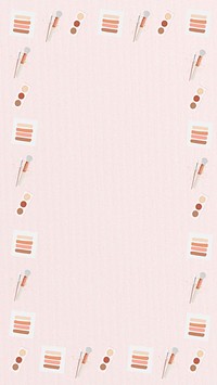 Makeup patterned frame phone wallpaper, pink aesthetic background