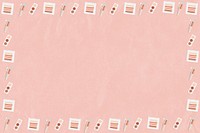 Makeup patterned frame background, pink aesthetic