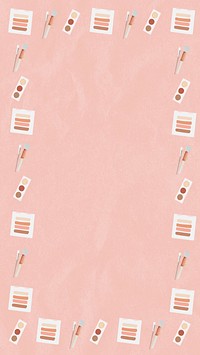 Makeup patterned frame phone wallpaper, pink aesthetic background