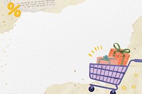 Shopping cart collage background, paper textured design