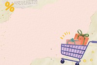 Shopping cart collage background, paper textured design