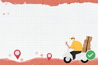 Online delivery man background, grid-patterned design