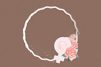 Floral feminine  frame, circle design