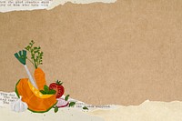 Healthy vegetables food background, cute paper collage