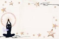 Aesthetic meditating woman frame background