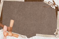 Diverse united hands frame background, brown paper texture