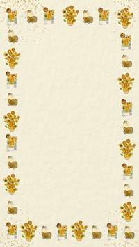 Van Gogh's Sunflowers mobile wallpaper, vintage flower frame, remixed by rawpixel