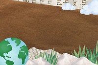 Brown paper environment background, globe border collage