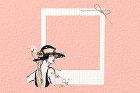 Fashionable woman instant film frame, collage design