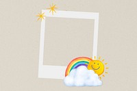 Cute rainbow instant film frame, collage design