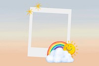 Cute rainbow instant film frame, collage design