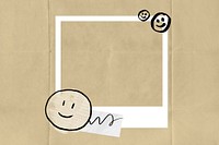 Smiling face doodle instant film frame, collage design