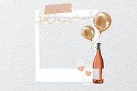 Champagne celebration instant film frame, collage design