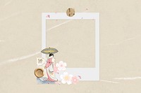 Japanese sakura instant film frame, collage design