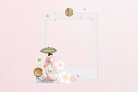 Japanese sakura instant film frame, collage design