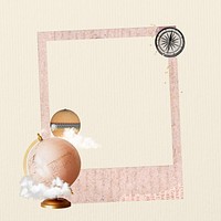 Pink globe instant film frame, collage design