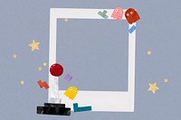 Cute gaming instant film frame, collage design