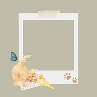 Instant film frame, Golden Retriever dog illustration