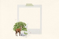 Stag deer nature instant film frame, collage design