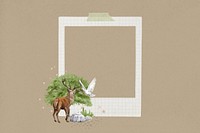 Stag deer nature instant film frame, collage design