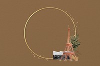 Eiffel Tower frame, gold circle design