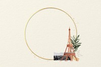 Eiffel Tower frame, gold circle design