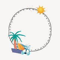 Summer palm tree frame, circle design