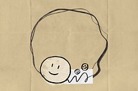 Emoji doodle frame brown background