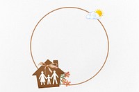 Family house round frame background, insurance design