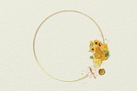 Van Gogh's Sunflowers frame, circle aesthetic, remixed by rawpixel