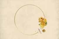 Van Gogh's Sunflowers frame, circle aesthetic, remixed by rawpixel