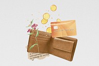 Credit card wallet, creative finance collage